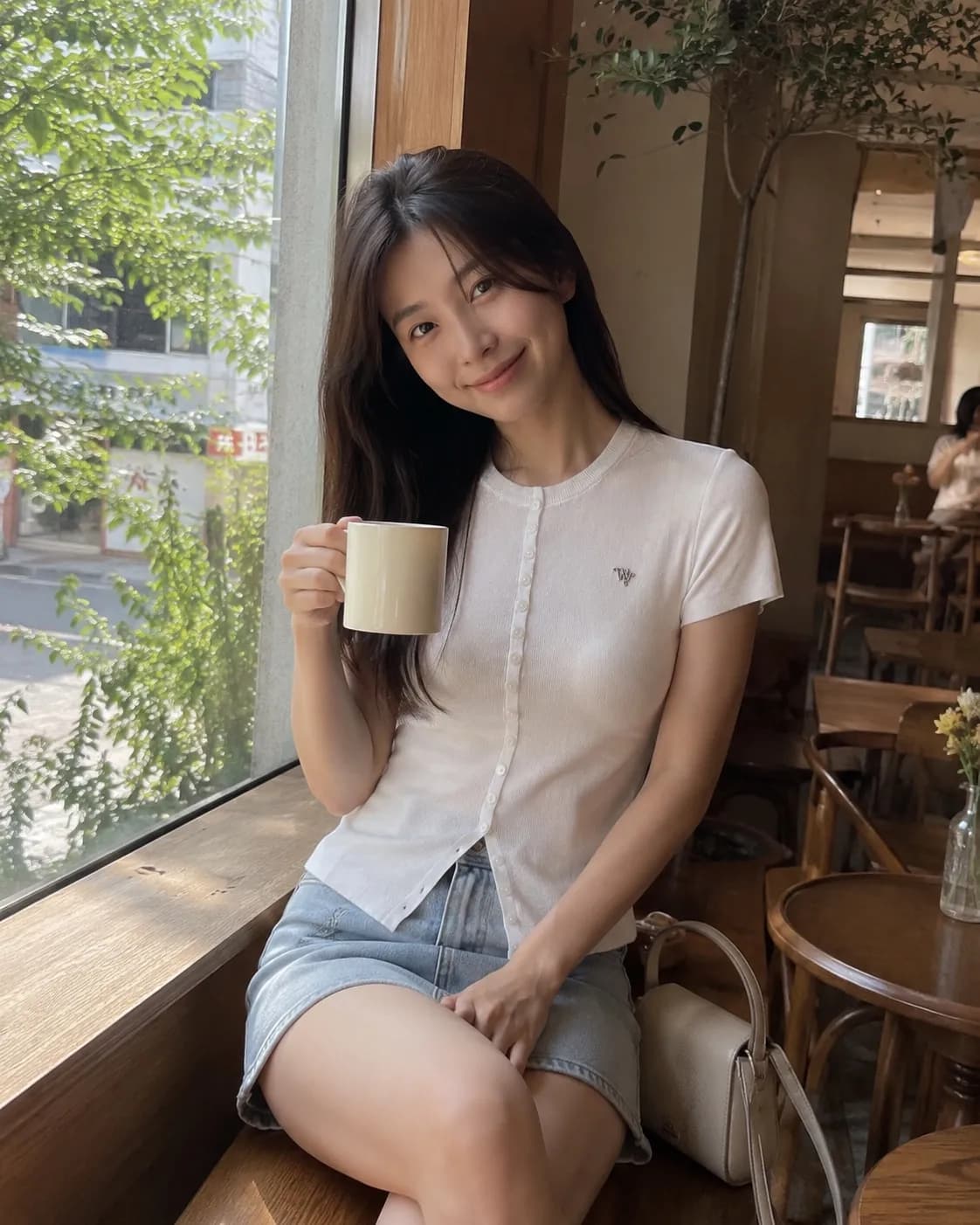 白色短袖針織上衣 🌷